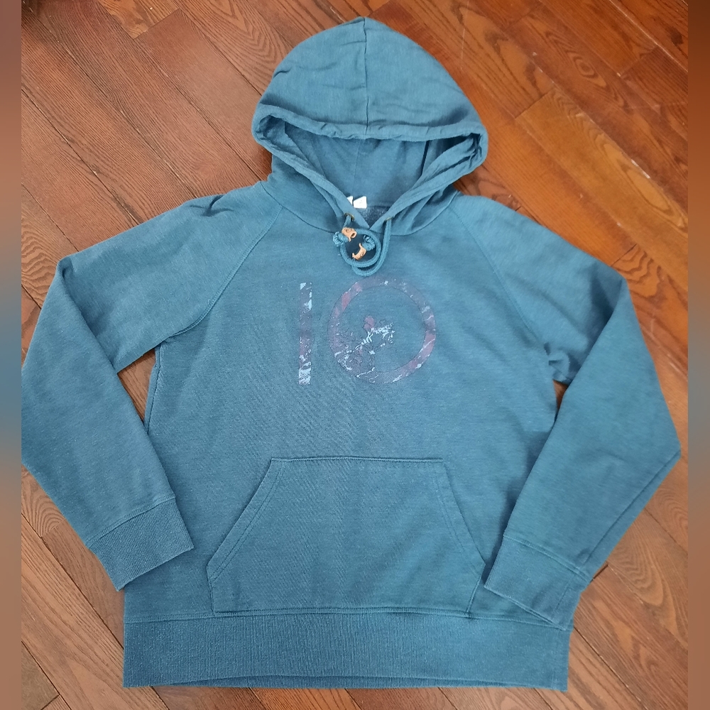 10 tree, XL, Turquoise Hoodie